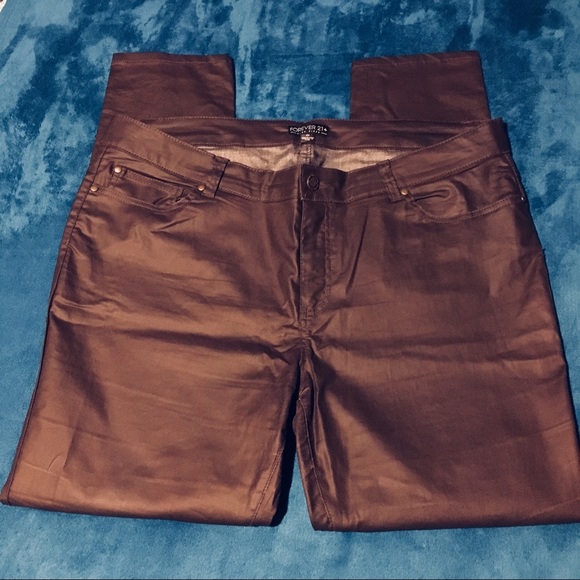 Forever 21 Plus Dark Brown Faux Leather Pants - Picture 4 of 6